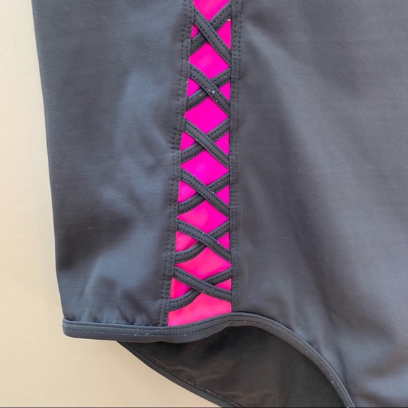 TORRID black pink lattice push-up one piece, 3X. - Picture 6 of 9